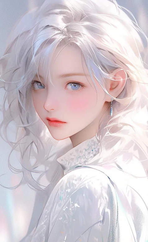 精致可人漂亮的侧颜，卷发，红唇，AI美女手机壁纸图片