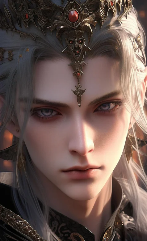 帅气古装美男2，装饰精致的古装AI美男手机壁纸图片