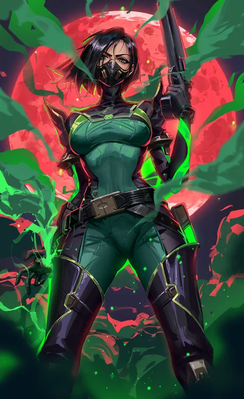 游戏人物蝰蛇手机壁纸，游戏《瓦罗兰特》手拿单枪的蝰蛇酷飒手机壁纸图片