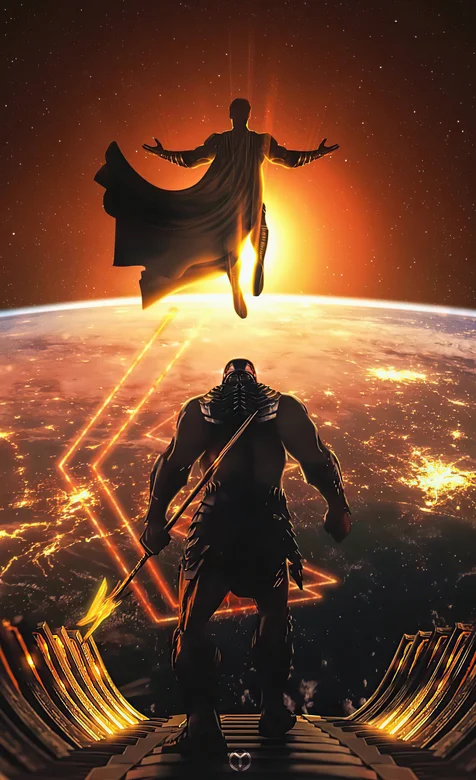 悬浮在星空，张开双臂的超人手机壁纸图片