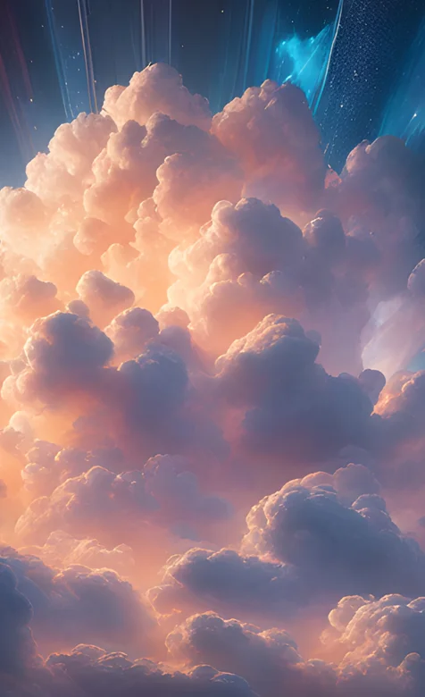 如棉花般层层叠叠的绚丽粉色云彩手机壁纸图片