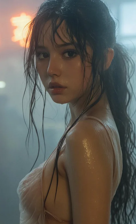 浑身湿漉漉外国美女侧颜性感手机壁纸图片