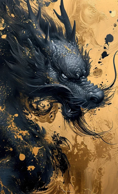 大威天龙，黑龙，威武霸气黑龙手机壁纸图片