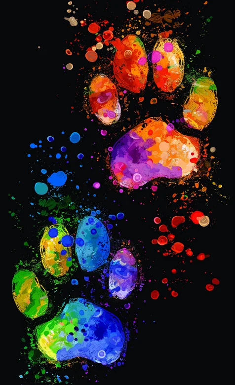 熊掌，熊掌印，油漆创作的熊掌印创意手机壁纸图片