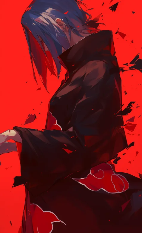 火影忍者壁纸，红色背景，酷帅侧颜的火影人物手机壁纸图片