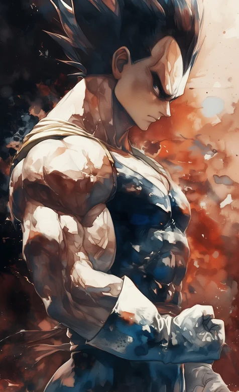 龙珠悟空，手握拳头，手臂肌肉发达的悟空酷帅手机壁纸图片