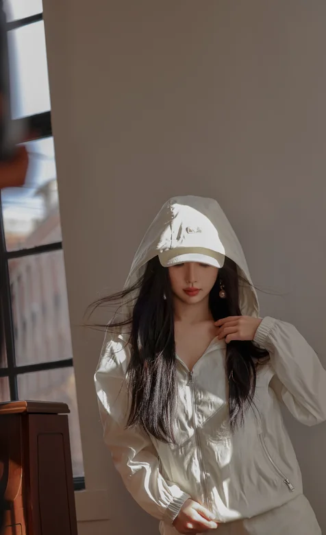 虞书欣带帽防风衣写真手机壁纸图片