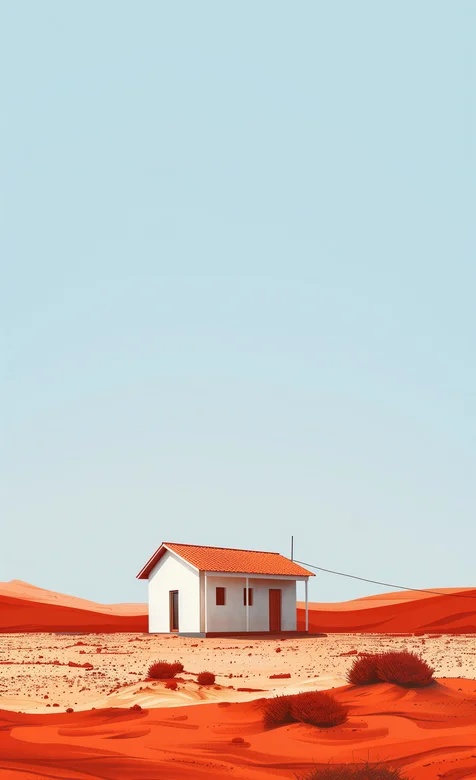 沙漠中的小屋风景手机壁纸图片