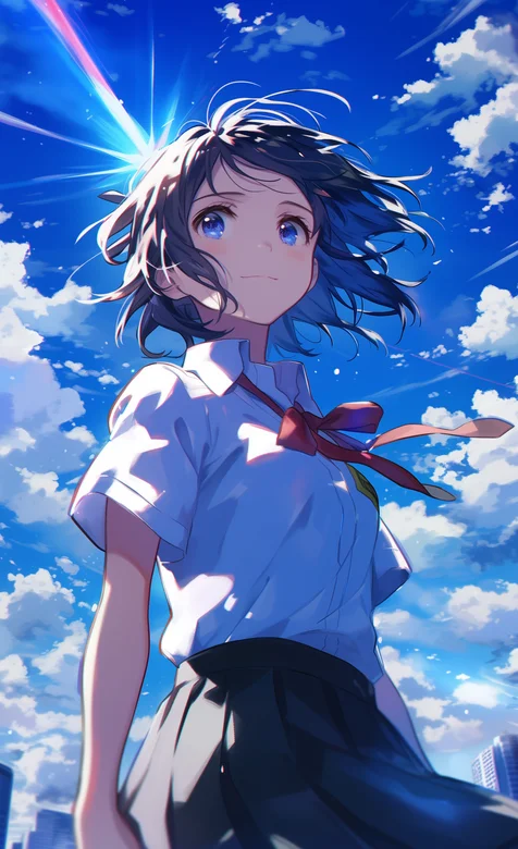 宫水三叶，动漫《你的名字》宫水三叶手机壁纸图片