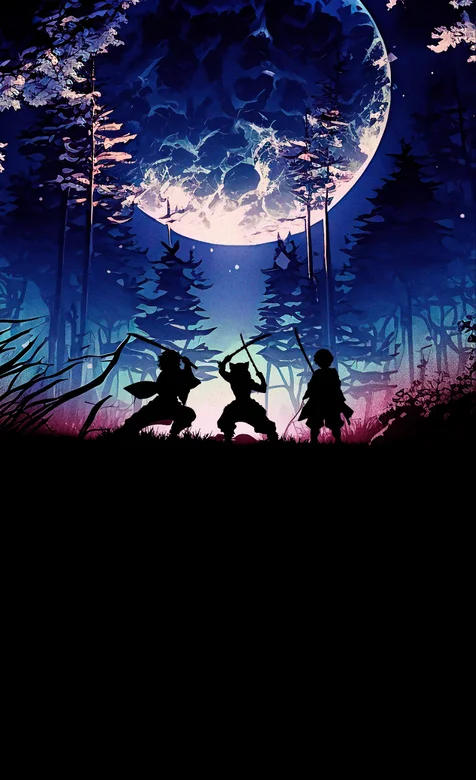 丛林，夜色下的三个杀手动漫手机壁纸图片