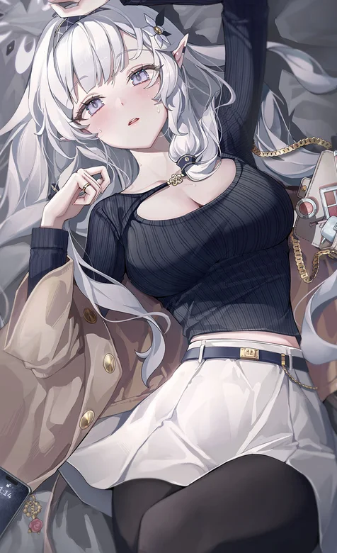 躺在床上的性感动漫短裙美女手机壁纸图片