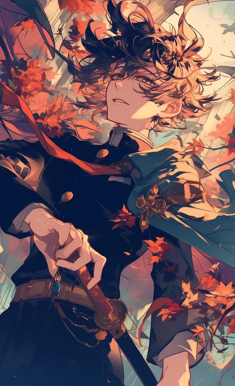 秋天，尤诺，动漫《黑色三叶草》人物尤诺AI美图手机壁纸图片
