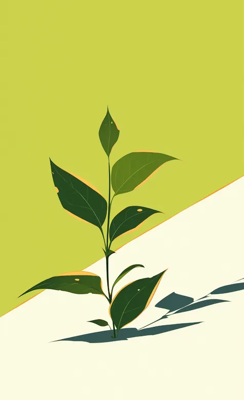 翠绿的植物，树苗，大自然植物插画手机壁纸图片