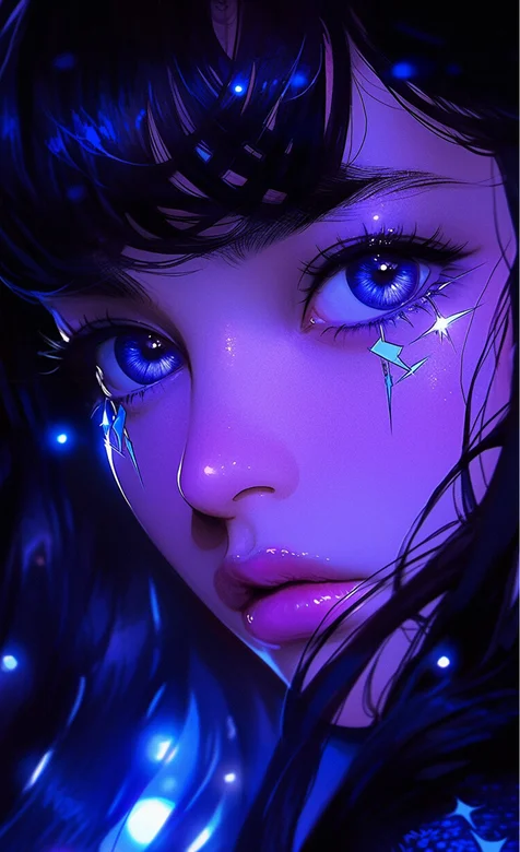 脸上闪着光的动漫AI女生手机壁纸图片
