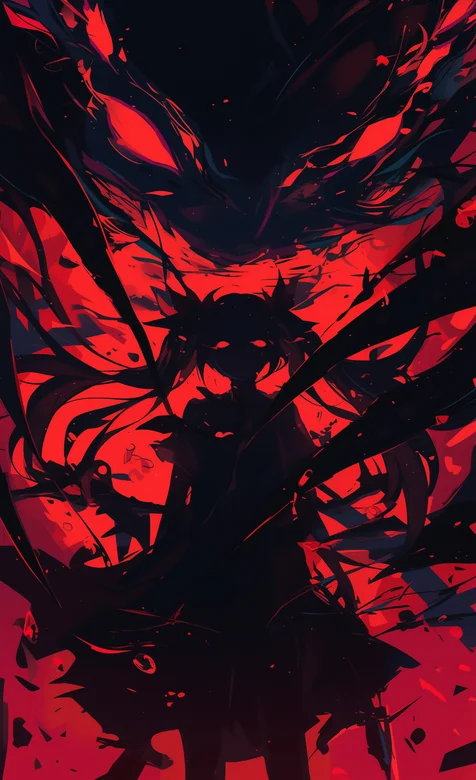 深红色的动漫女孩影子暗黑手机壁纸图片