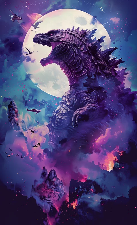 巨大的哥斯拉，对战，战争，哥斯拉手机壁纸图片