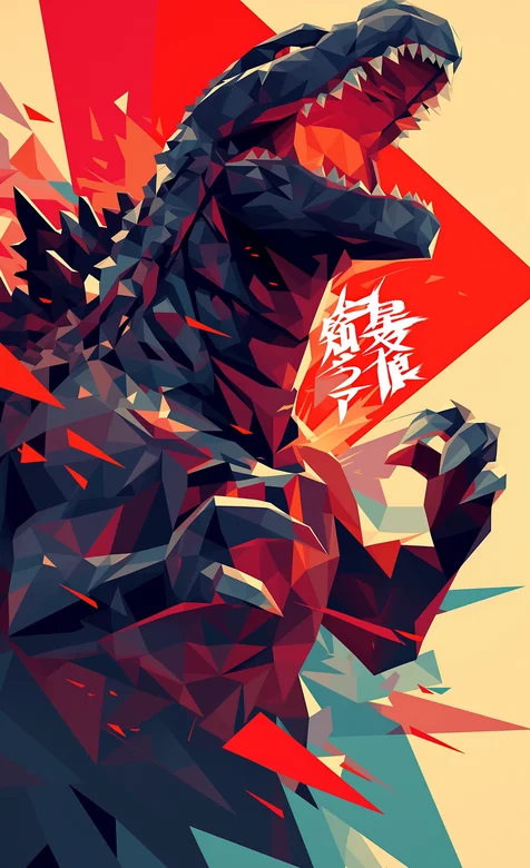 咆哮的哥斯拉卡通手机壁纸