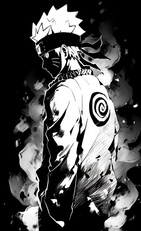 漩涡鸣人黑白图片手机壁纸