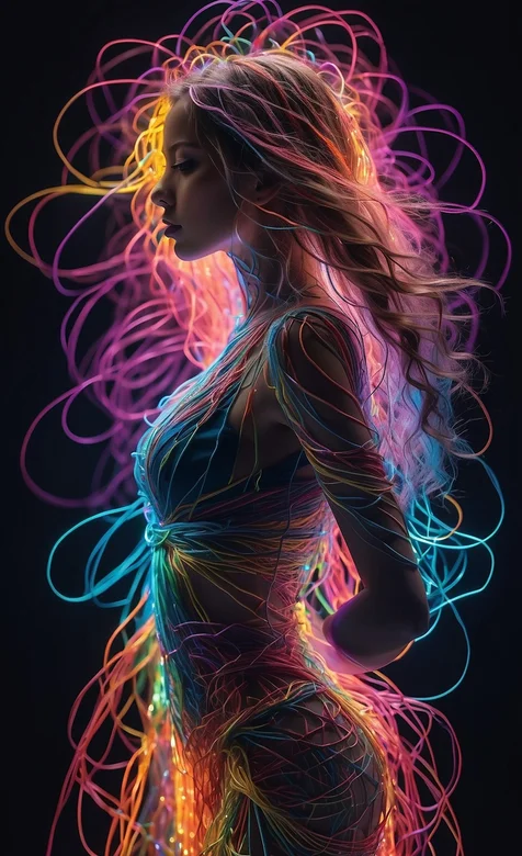 光线，光影，身材曲线，环绕，线 创意女生手机壁纸图片