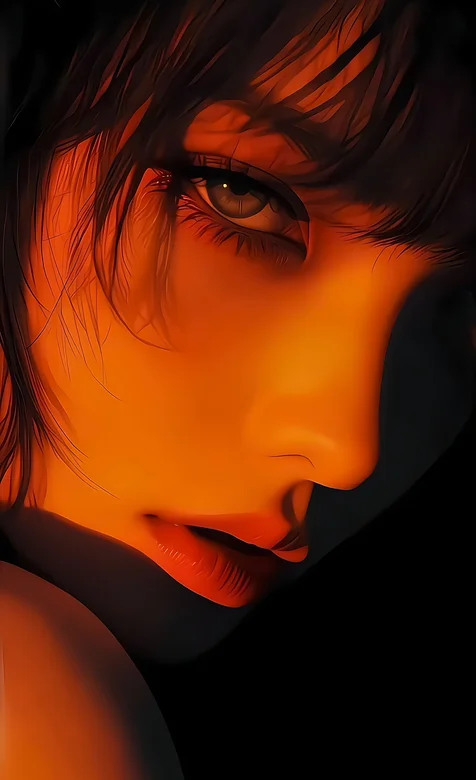 高鼻梁，蓝眼睛，短发，精致脸庞AI美女侧颜手机壁纸图片