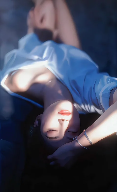 闭着眼睛，仰躺在沙发上休息，享受阳光的魅力AI动漫美女女生手机壁纸图片