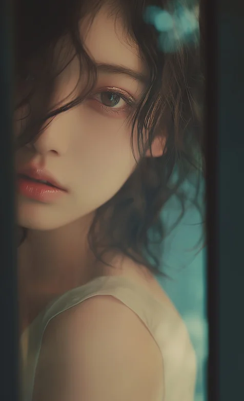 温柔是黑暗世界里永恒的光，高颜值精致脸庞AI动漫美女侧颜侧身手机壁纸图片