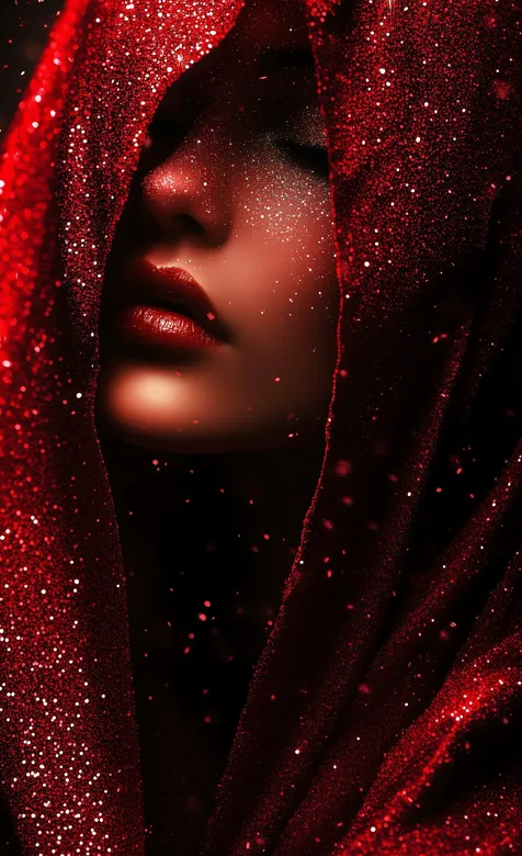 披着红色头巾的欧美女人创意艺术手机壁纸图片