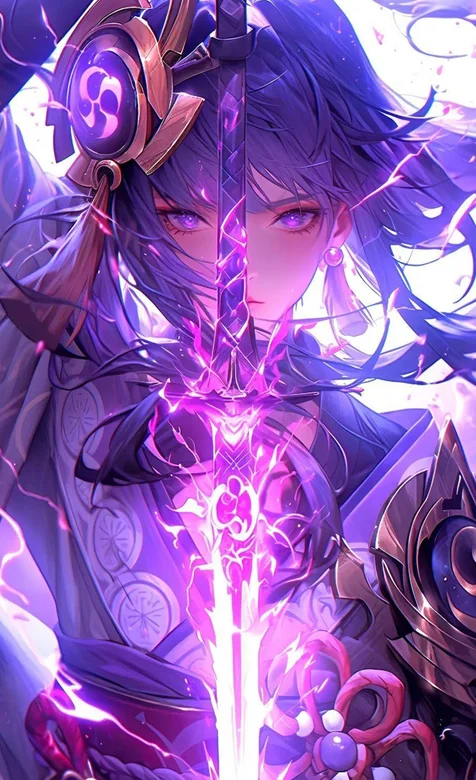 雷电将军，持着闪电宝剑的雷电将军酷飒手机壁纸美图