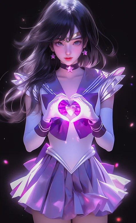 土萌萤 手比爱心手势的美少女战士土萌萤ai美图手机壁纸