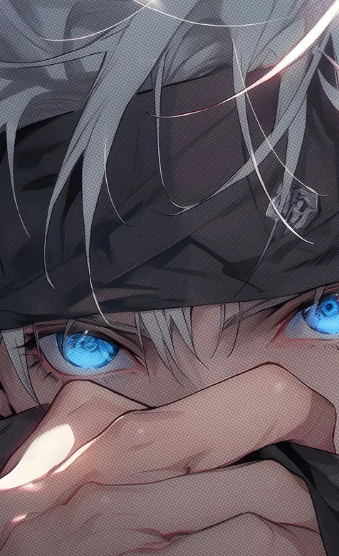 五条悟，漫画《咒术回战》人物五条悟捂着脸酷帅手机壁纸图片