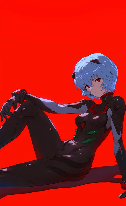 绫波丽，红色背景，EVA新世纪福音战士绫波丽手机壁纸图片