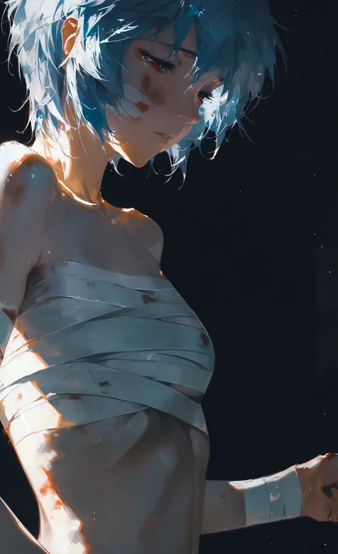 绫波丽，身上绑着绷带的绫波丽AI美图手机壁纸