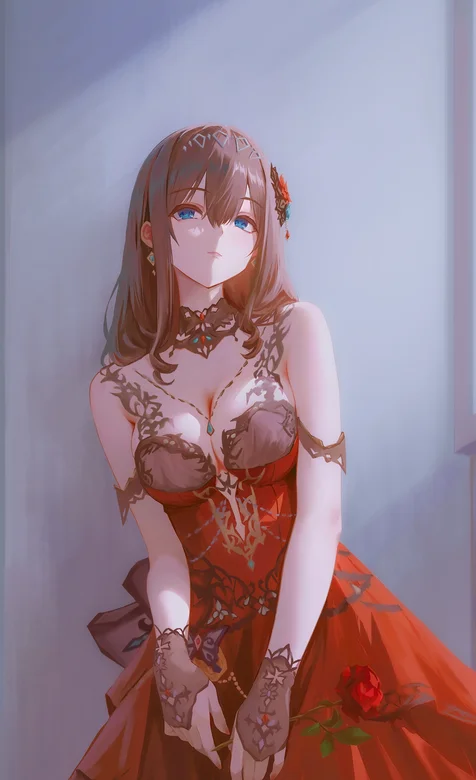 红色新娘装，红裙动漫女生手机壁纸图片