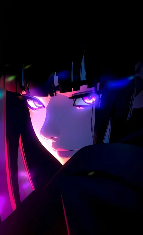 酷酷的动漫女孩，齐刘海长发霸气冷酷动漫女生拽姐手机壁纸图片