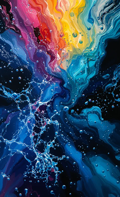 水波，水彩，缤纷色彩的水创意手机壁纸图片