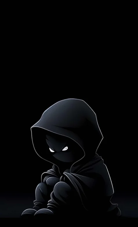 卡通披风小恶魔黑色背景主题手机壁纸图片
