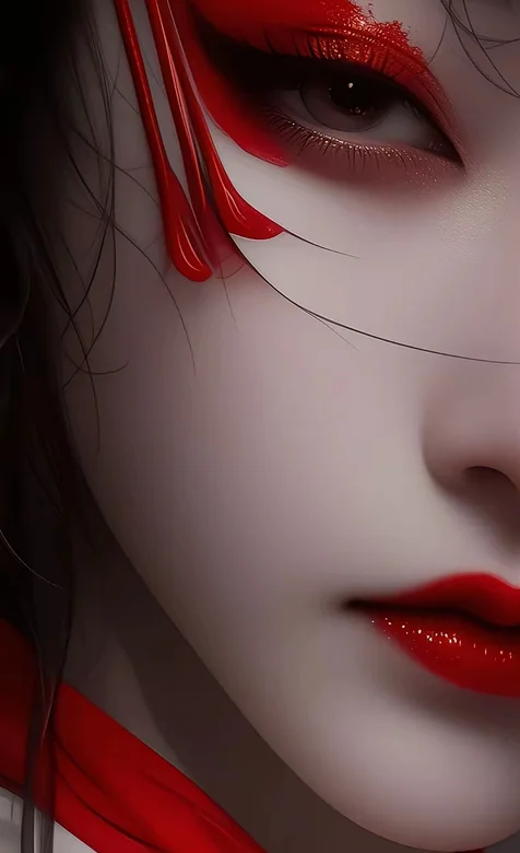 凤眼，红唇，古风AI美女手机壁纸图片