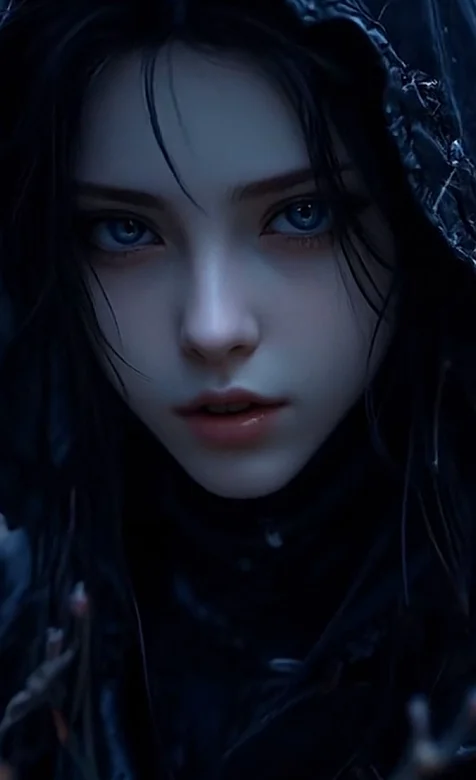 穿带夹克帽，蓝色眼瞳，看着你的高颜值AI美女手机壁纸图片