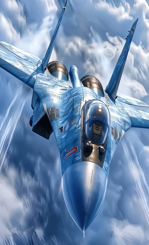 空中，白云，歼击机，战斗机，飞翔天空的战斗机手机壁纸图片