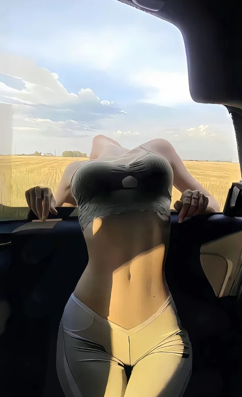 身材好好，背靠车窗，仰躺视觉小的极品身材紧身裤销魂美女小蛮腰手机壁纸