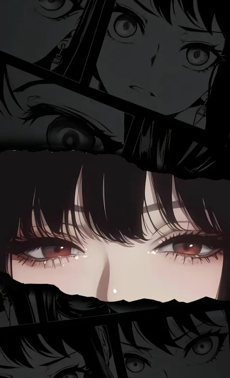 少女的眼神，眼睛，动漫少女眼神拼贴手机壁纸图片