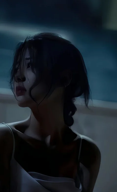 午夜，流泪，哭泣的伤心女生手机壁纸图片