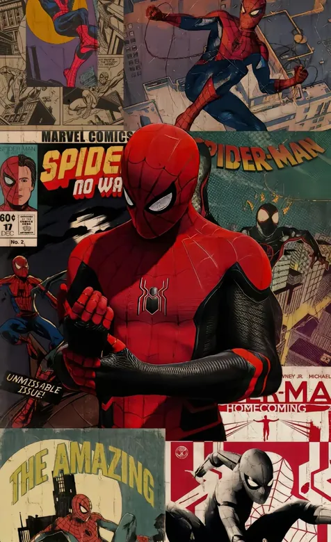 蜘蛛侠，画报，拼接，个性手机壁纸图片