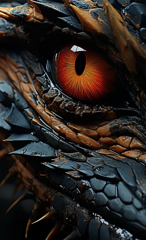 黑暗中，黑色恐龙的恐怖凝视手机壁纸