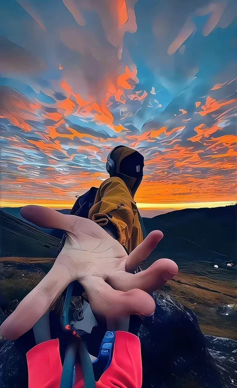 登山，牵手，创意手机壁纸图片