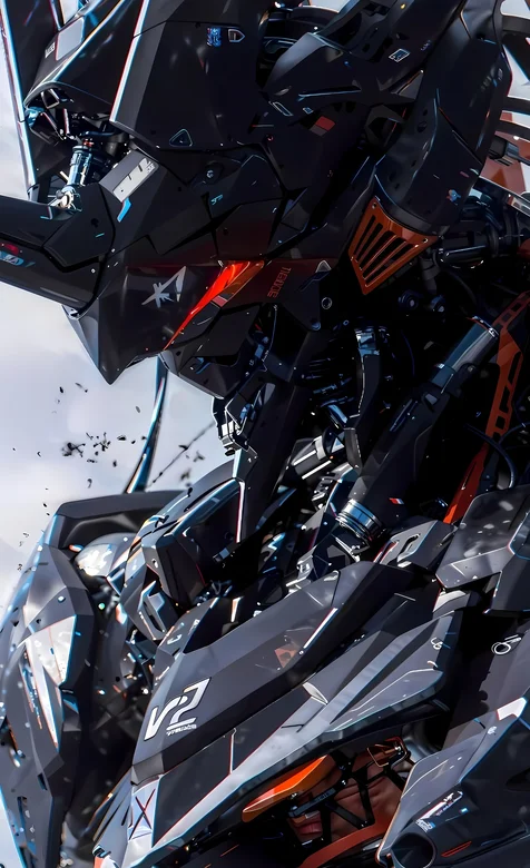 高达，机甲风格科幻插画，极具视觉冲击力AI手机壁纸美图