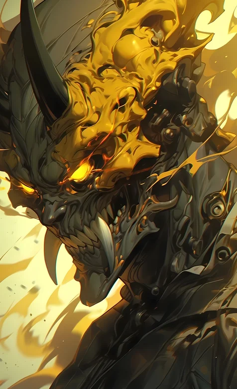 黑悟空，红孩儿AI插画手机壁纸图片