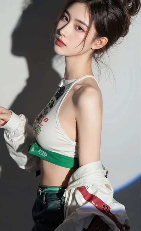 青春活力，潮流运动风AI美女侧颜手机壁纸图片