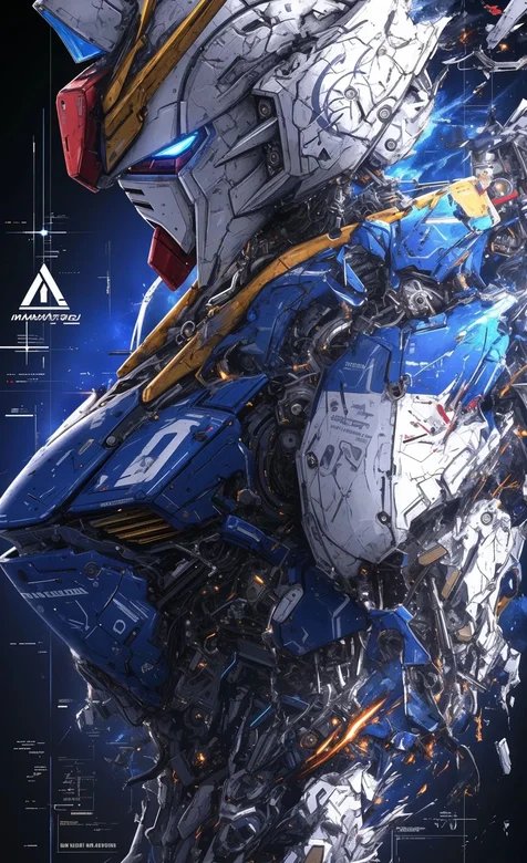 高达，侧身，机甲，机械，未来科技感霸气插画手机壁纸图片