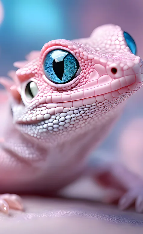 粉色的蜥蜴也可以很萌